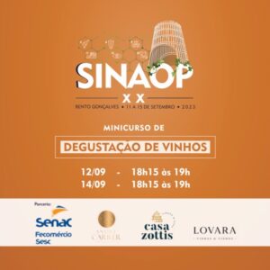 Minicurso de degustação de vinhos será cortesia aos participantes do XX SINAOP