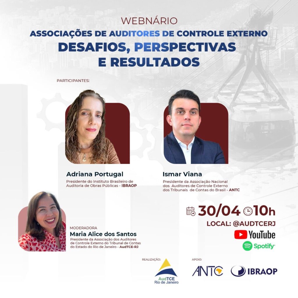 Presidente do Ibraop irá participar de webinário promovido pela AudTCE-RJ em comemoração ao Dia do Auditor de Controle Externo